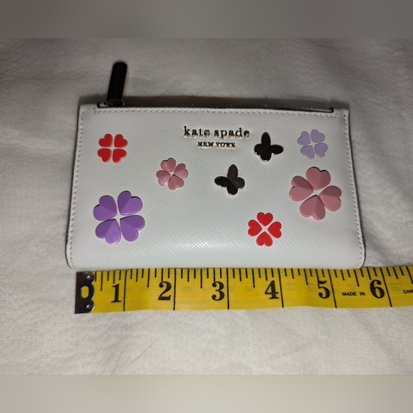 Kate Spade Spencer Spade Clover Butterfly Bi-fold Wallet White LNC - Picture 7 of 10